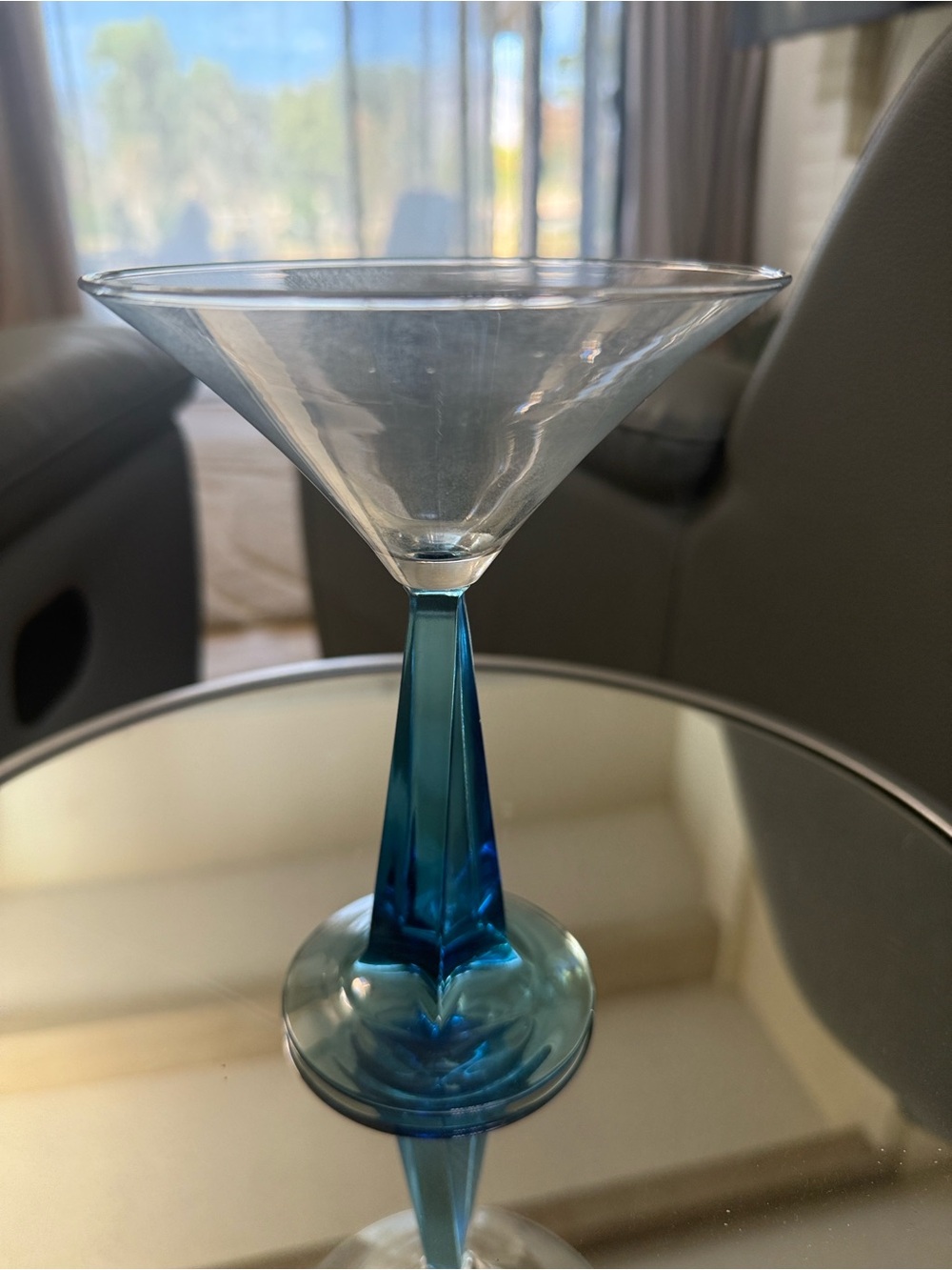 Bombay Blue Twisted Stem Martini Glass - Home Dining
